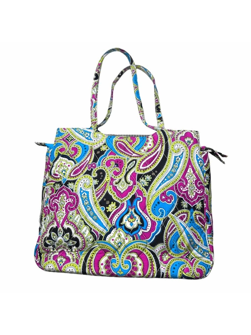 Vera Bradley silk collection paisley shoulder tote bag blue green pink black